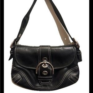 Vintage Coach Soho Y2K Pebbled Leather Buckle Flap Shoulder Bag Brown F10188